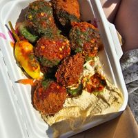 Falafels & Hummus in a box. at Fal Falafel in Falmouth