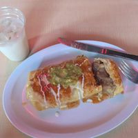 Soy asada chimichunga and a coconut milk horchata at House of Mexica in Reno