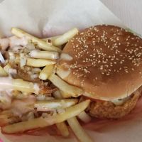 Spicy Chicken sandwich with animal kingdom fries. at House of Mexica in Reno