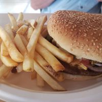 Mexica burger and fries at House of Mexica in Reno