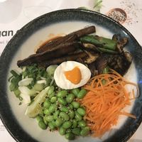 Avant gard’n with vegan egg, brown rice, seitan and veggies at Wagamama - Fulham Broadway in South West London