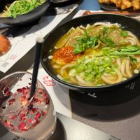 Vegan ramen with gyoza and cherry lemonade at Wagamama - City Centre in Glasgow