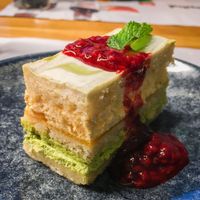 mango and matcha layer cake at Wagamama - City Centre in Glasgow