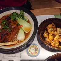 Their new vegan "steak" ramen and bang bang cauliflower at Wagamama - St Peters Square in Manchester