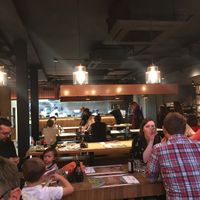 Modern cantine type  at Wagamama in Oxford