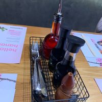 Usual accoutrements  at Wagamama in Richmond Upon Thames