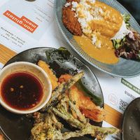 Veg tempura and a vegatsu curry  at Wagamama in Solihull