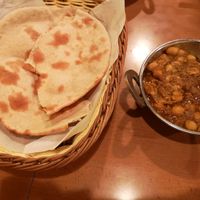 Chana masala with roti bread at Mirch Masala in Osaka