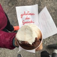 Banana and chocolate   at Gelateria dei Gracchi in Rome