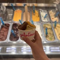 Chocolate, pistachio and date ice cream   at Gelateria dei Gracchi in Rome