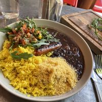 Feijoada and Cassava chips  at Pipoca Vegan in South West London
