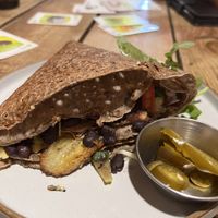 Jammy galette with the jalapeño on the sidee  at Pipoca Vegan in South West London