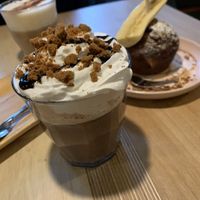 Vegan hot chocolate & a vegan muffin   at Stoet in Enschede