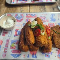 Dragon spice seitan wings with vegan mayo at Brewdog in Cardiff