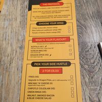 Wing challenge card at Brewdog in Cardiff