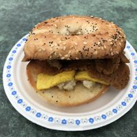 Everything breakfast bagel at Knifey Spooney in Kingston