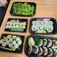 Edamame, pickled daikon, avocado and veggie rolls at Ocean Sushi Deli in Monterey