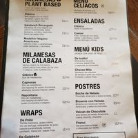 Menu at El Club de la Milanesa in Buenos Aires