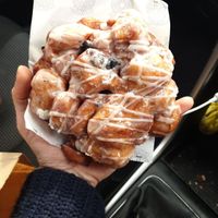 White choc and blueberry fritter at Grumpy Donuts in Camperdown