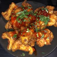 Beer battered cauliflower - delicious and spicy sauce  at The Fermentist in Christchurch