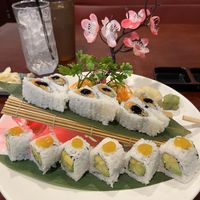 On top sweet potato tempura roll and bottom avocado-mango roll  at 7 Nana in North Billerica