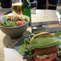 Vegan fish burger and soy rice bowl 💚 at Cosme Kitchen Adaptation in Osaka