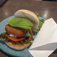 "fish" burger at Cosme Kitchen Adaptation in Osaka