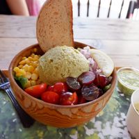 Salad bowl w/ avocado hummus. at Bad Farmer's in Seoul