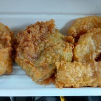 Pea bombs, Pineapple fritters and a battered sausage at Capplemans Fish and Chips in Scarborough