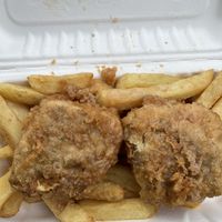 Tofu and chips   at Capplemans Fish and Chips in Scarborough
