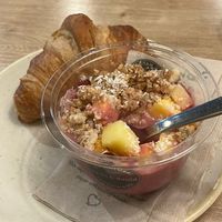 Vegan acai bowl and vegan croissant   at Dean & David - Hauptbahnhof Express in Berlin