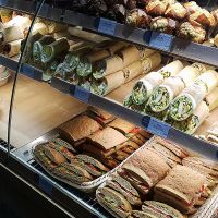 Display of sandwiches, wraps and bakery. at Dean & David - Hauptbahnhof Express in Berlin