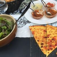 Dips and 2 Soccas (onion and paprika) at Chez Pipo in Nice