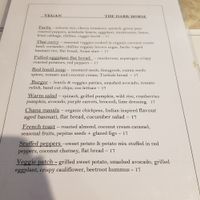 Vegan menu at The Dark Horse in Traralgon