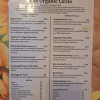 Menu at The Organic Circle  in Armadale