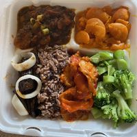 Six-item platter! Tons of options available  at Shandal's Vegetarian Cafe in Bridgeport