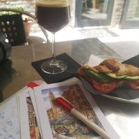 Vegan croissant and vegan cold coffee at Tea Room Beatrice in Venice