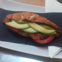 Vegan croissant with avocado,  tomato and oregano at Tea Room Beatrice in Venice