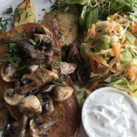 Seitan ‘Schabowy’ with roasted potatoes at Szczaw & Mirabelki in Poznan