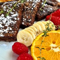 French toast 🍌🍓🌱😊👍 at co Jak co in Poznan