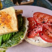 Great avocado tomato tofu bagel 🥑🍅🥯😊👍 at co Jak co in Poznan