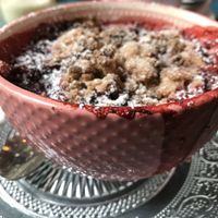 Vegan strawberry crumble at co Jak co in Poznan