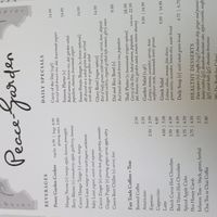 Menu at Peace-Garden in Ottawa