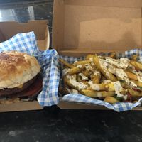 All American Burger and Masala Chips at Vausages in Lichfield