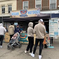 Vausages pop up stall at St Albans vegan market   at Vausages in Lichfield