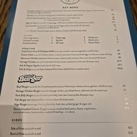 Day menu with 2 vegan options on request at Salt in Dunedin