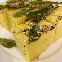 Khaman (Dhokla) - steamed gram flour cakes  at Mr Naan & Mrs Idly in Kuala Lumpur