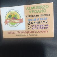 Business card at Rico Pues in Bucaramanga
