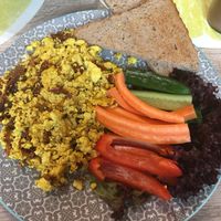 Scrambled tofu but curly carrots  at Lemon Tree in Kielce
