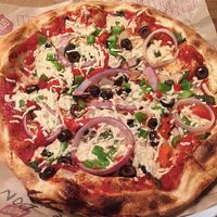 dairy-free cheese on vegan pizza at Mod Pizza in Greenfield